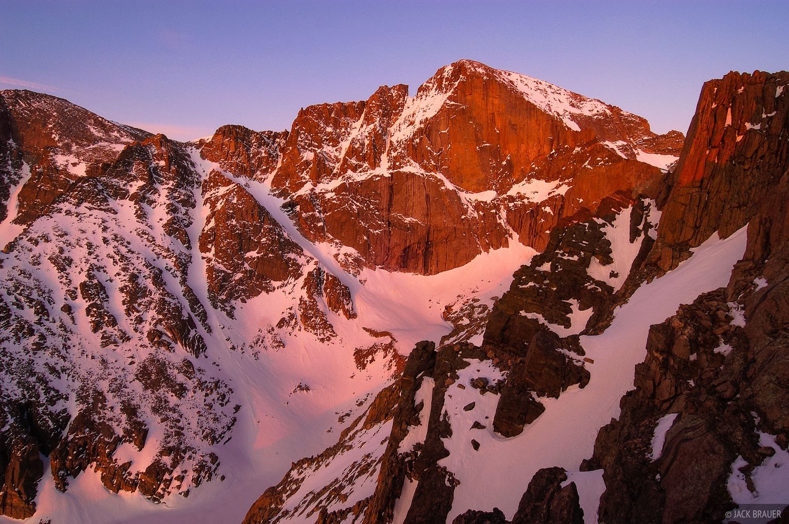 Sunrise over Colorado Front Range mountains